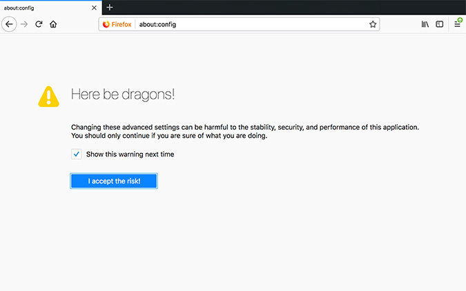 Firefox warning