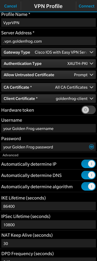 How do I use VPN on my Blackberry 10?