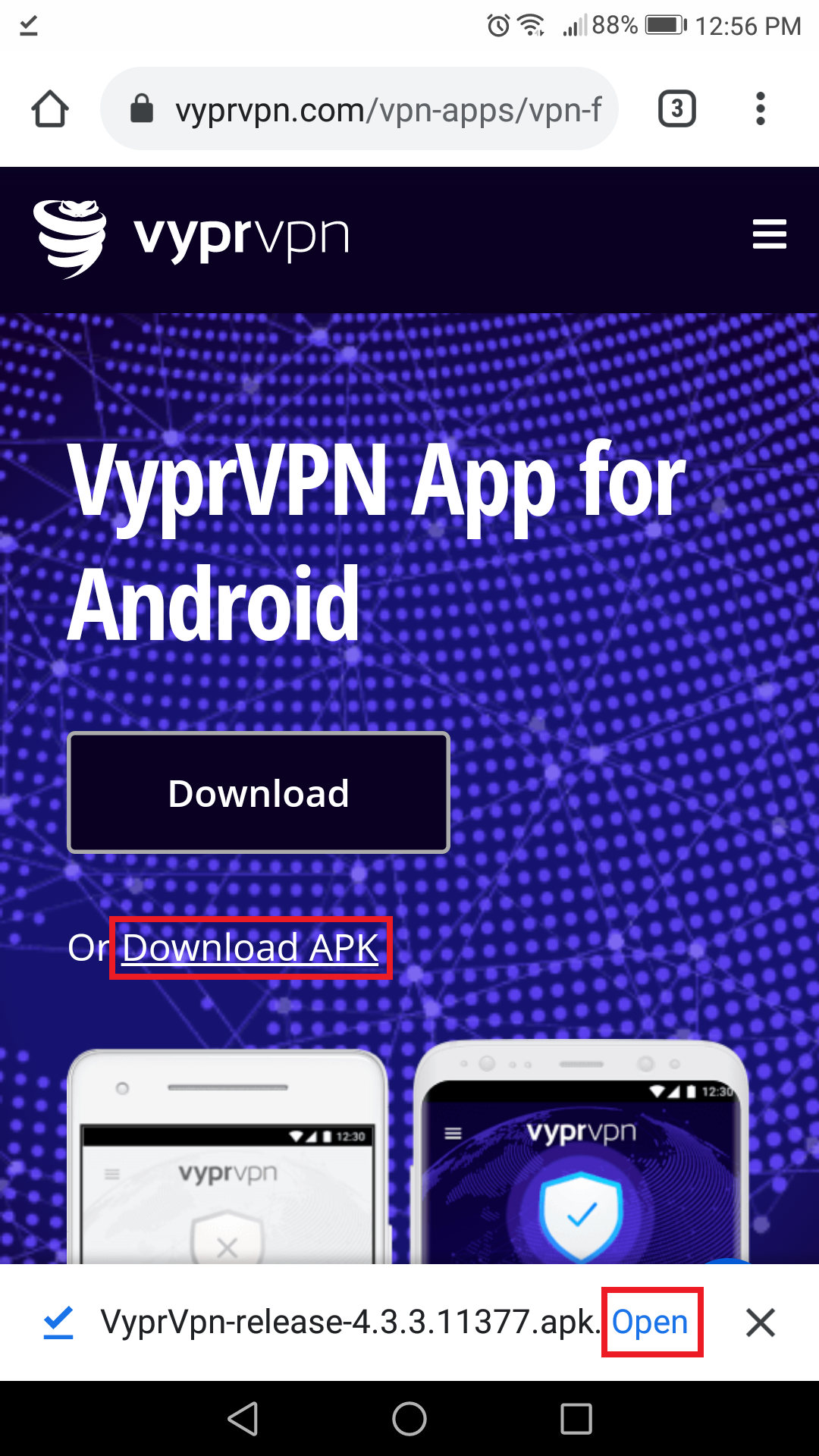 Vypr_Android_Page_-_Open_APK_Option_-_Download_APK_and_Open_Selected.png