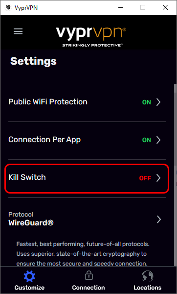 Customize Menu - Scrolled Up - Kill Switch Highlighted.png