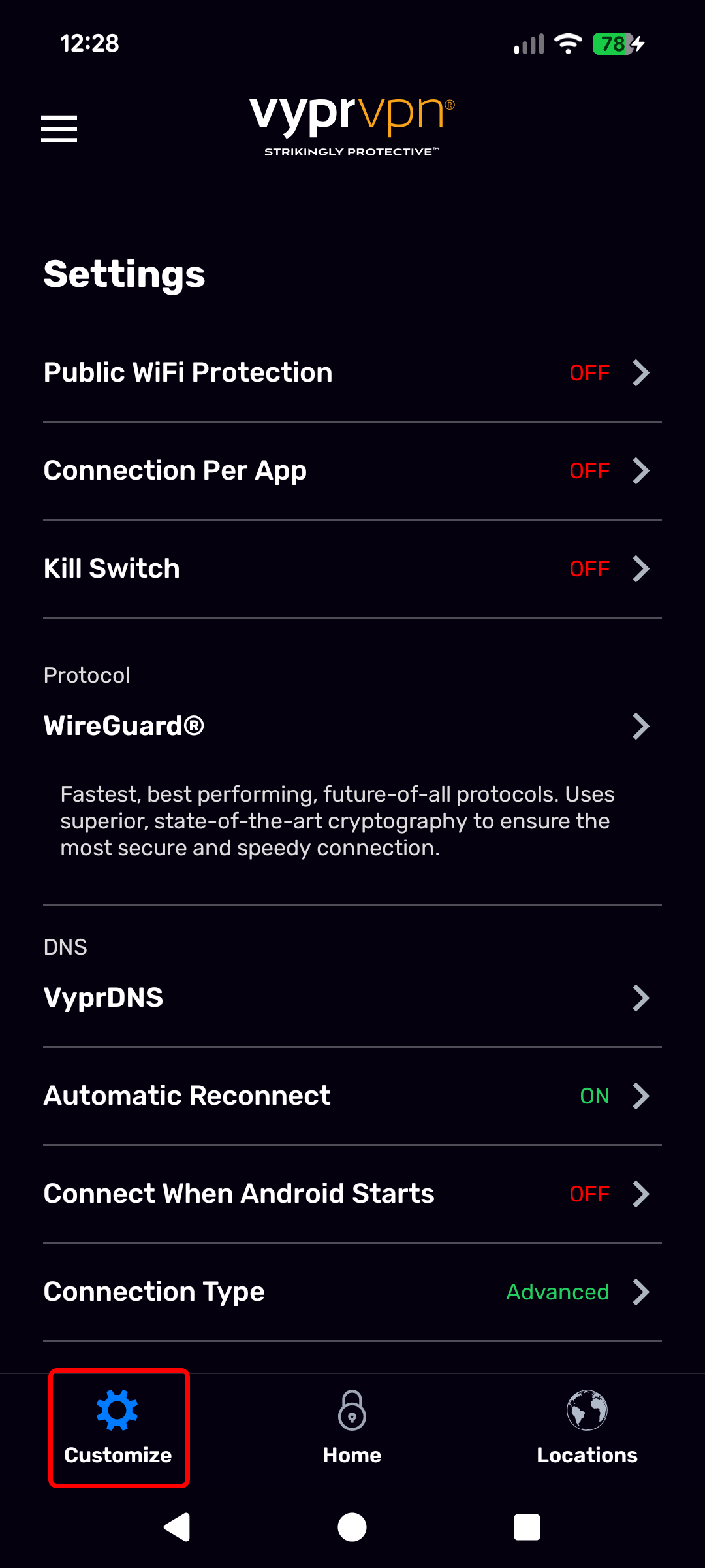 Android - Customize Screen (Customize Highlighted).png