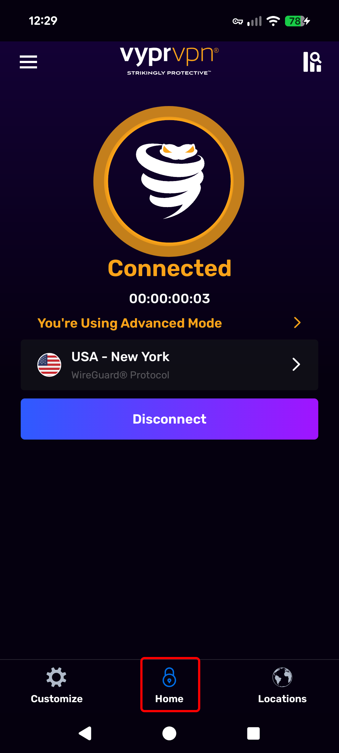 Android - Home Screen - Connected (Home Highlighted).png