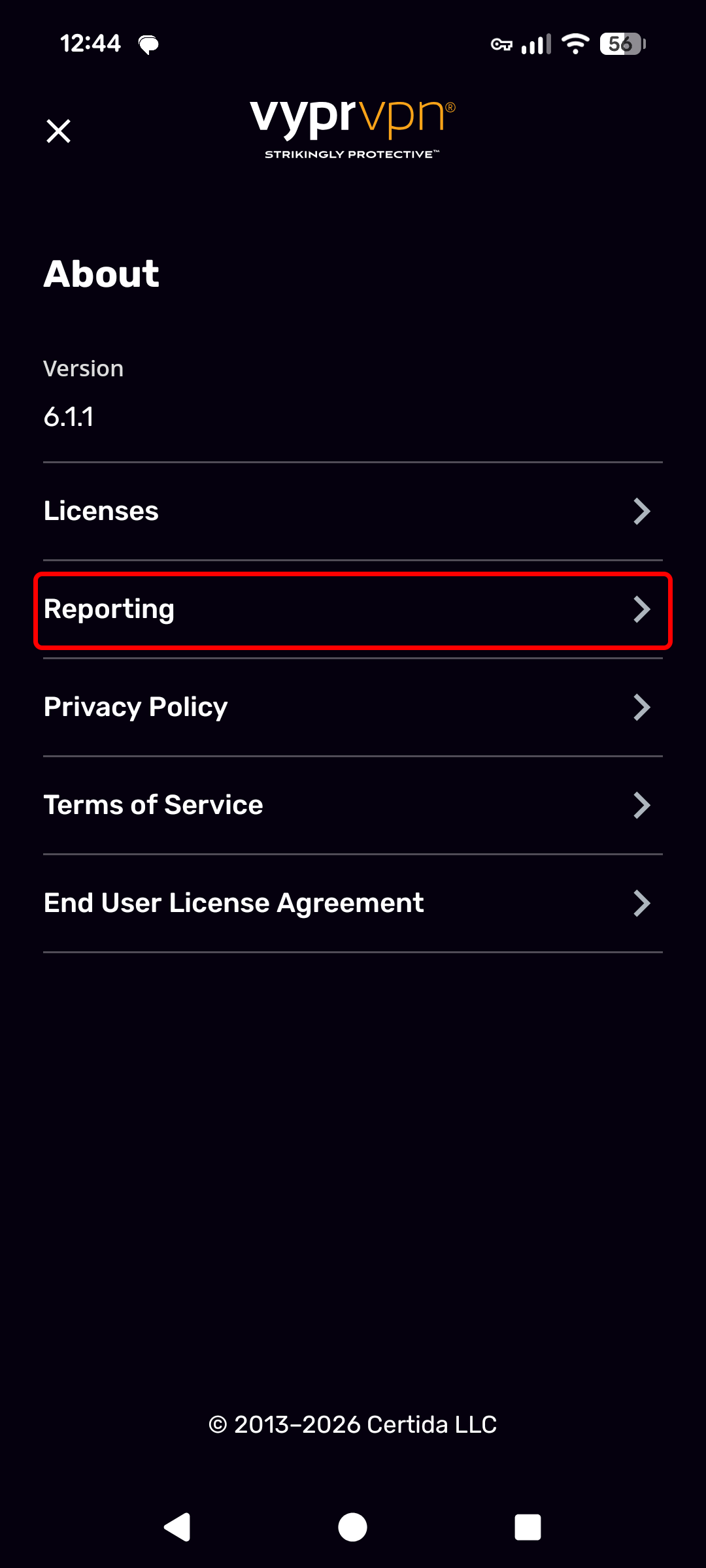 Android - About (Reporting Highlighted).png