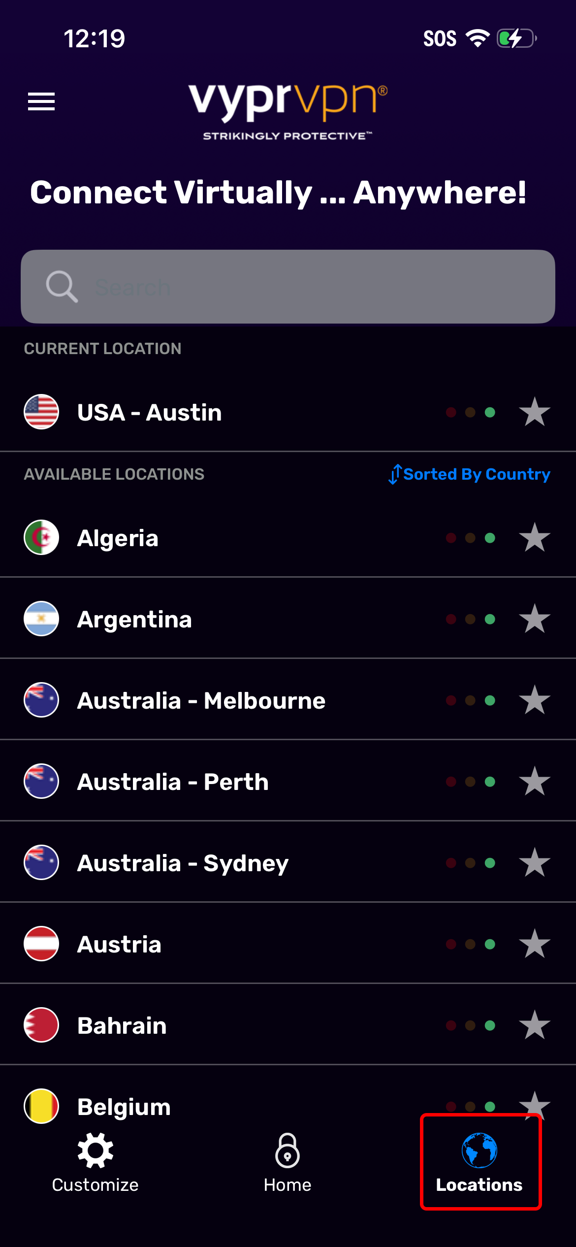 iOS - Server Selection Screen (Locations Highlighted).png