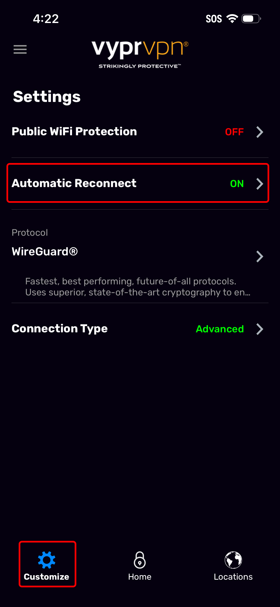 iOS - Customize (Customize and AutoReconnect Highlighted).png