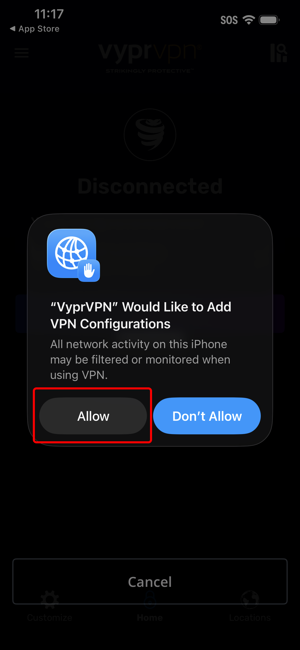 iOS - Add VPN Configuration (Allow Highlighted).png